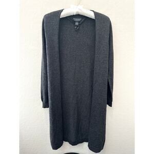 CYNTHIA ROWLEY 100% Merino Wool Long Open Front Cardigan Charcoal Gray | Size XS